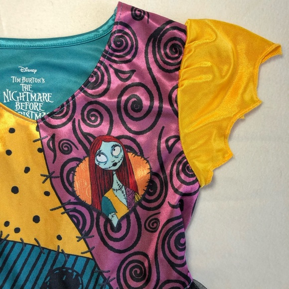 SALLY THE NIGHTMAY BEFORE CHRISTMAS Girl’s Patchwork Satin Dress Size M (8) - Picture 5 of 16